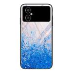 For Xiaomi Poco M4 Marble Pattern Glass Phone Case(Ocean Waves)