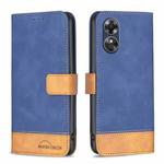 For OPPO A17 BF11 Color Matching Skin Feel Leather Phone Case(Blue)