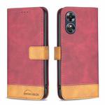 For OPPO A17 BF11 Color Matching Skin Feel Leather Phone Case(Red)