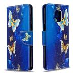 For Xiaomi Redmi Note 9S / Note 9 Pro / Note 9 Pro Max Colored Drawing Horizontal Flip Leather Case with Holder & Card Slots & Wallet(Golden Butterfly)