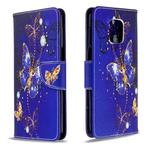 For Xiaomi Redmi Note 9S / Note 9 Pro / Note 9 Pro Max Colored Drawing Horizontal Flip Leather Case with Holder & Card Slots & Wallet(Purple Butterfly)