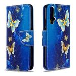 For Huawei Honor 20S Colored Drawing Horizontal Flip Leather Case with Holder & Card Slots & Wallet(Golden Butterfly)