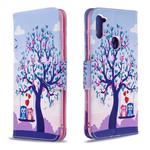 For Galaxy A11 Colored Drawing Horizontal Flip Leather Case with Holder & Card Slots & Wallet(Two Owls)