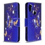 For Galaxy A11 Colored Drawing Horizontal Flip Leather Case with Holder & Card Slots & Wallet(Purple Butterfly)