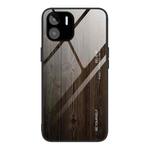 For Xiaomi Redmi A1 4G Wood Grain Glass Phone Case(Black)