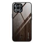 For Honor X8 Wood Grain Glass Phone Case(Black)