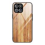 For Honor X8 Wood Grain Glass Phone Case(Yellow)