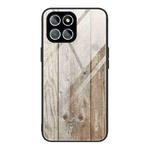 For Honor X8 Wood Grain Glass Phone Case(Grey)