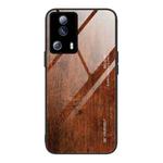 For Xiaomi Civi 2 Wood Grain Glass Phone Case(Dark Brown)