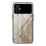 For Xiaomi Poco M5 Wood Grain Glass Phone Case(Grey)