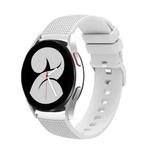 For Samsung Galaxy Watch5 40mm/44mm / Watch5 Pro 20mm Pockmarked Silver Buckle Silicone Watch Band(White)