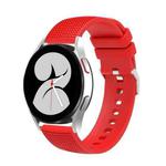 For Samsung Galaxy Watch5 40mm/44mm / Watch5 Pro 20mm Pockmarked Silver Buckle Silicone Watch Band(Red)
