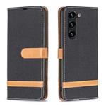 For Samsung Galaxy S23+ 5G Color Block Denim Texture Leather Phone Case(Black)