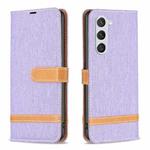 For Samsung Galaxy S23 5G Color Block Denim Texture Leather Phone Case(Purple)