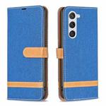 For Samsung Galaxy S23 5G Color Block Denim Texture Leather Phone Case(Royal Blue)