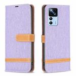 For Xiaomi 12T / 12T Pro / Redmi K50 Ultra Color Block Denim Texture Leather Phone Case(Purple)