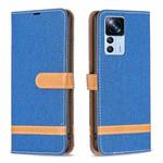 For Xiaomi 12T / 12T Pro / Redmi K50 Ultra Color Block Denim Texture Leather Phone Case(Royal Blue)