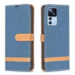 For Xiaomi 12T / 12T Pro / Redmi K50 Ultra Color Block Denim Texture Leather Phone Case(Dark Blue)