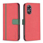 For OPPO A17 BF13 Color Matching Cross Texture Leather Phone Case(Red)