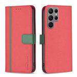 For Samsung Galaxy S23 Ultra 5G BF13 Color Matching Cross Texture Leather Phone Case(Red)