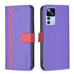 For Xiaomi 12T / 12T Pro / Redmi K50 Ultra BF13 Color Matching Cross Texture Leather Phone Case(Purple)