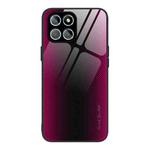 For Honor X8 Texture Gradient Glass TPU Phone Case(Rose Red)