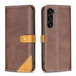 For Samsung Galaxy S23+ 5G Color Matching Double Sewing Thread Leather Phone Case(Brown)