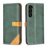 For Samsung Galaxy S23+ 5G Color Matching Double Sewing Thread Leather Phone Case(Green)
