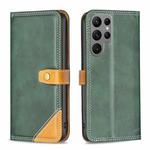 For Samsung Galaxy S23 Ultra 5G Color Matching Double Sewing Thread Leather Phone Case(Green)