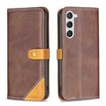 For Samsung Galaxy S23 5G Color Matching Double Sewing Thread Leather Phone Case(Brown)
