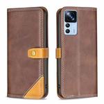 For Xiaomi 12T / 12T Pro / Redmi K50 Ultra Color Matching Double Sewing Thread Leather Phone Case(Brown)