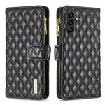 For Samsung Galaxy A14 5G Diamond Lattice Zipper Wallet Leather Flip Phone Case(Black)