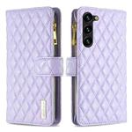 For Samsung Galaxy S23+ 5G Diamond Lattice Zipper Wallet Leather Flip Phone Case(Purple)