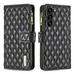 For Samsung Galaxy S23+ 5G Diamond Lattice Zipper Wallet Leather Flip Phone Case(Black)