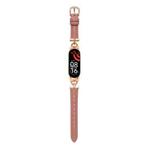 For Xiaomi Mi Band 7 D-shaped Steel + Genuine Leather Watch Band(Rose Bean Paste)