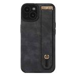 For iPhone 14 Wrist Strap TPU Leather Phone Case(Black)