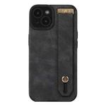 For iPhone 14 Plus Wrist Strap TPU Leather Phone Case(Black)