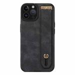 For iPhone 14 Pro Wrist Strap TPU Leather Phone Case(Black)