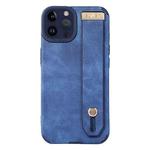 For iPhone 14 Pro Wrist Strap TPU Leather Phone Case(Blue)