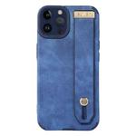 For iPhone 14 Pro Max Wrist Strap TPU Leather Phone Case(Blue)