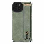 For iPhone 13 Wrist Strap TPU Leather Phone Case(Green)