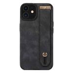 For iPhone 12 Wrist Strap TPU Leather Phone Case(Black)