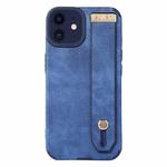 For iPhone 12 Wrist Strap TPU Leather Phone Case(Blue)