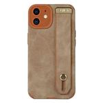 For iPhone 11 Wrist Strap TPU Leather Phone Case(Brown)