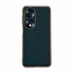 For Honor 70 Genuine Leather Luolai Series Nano Plating Phone Case(Dark Green)