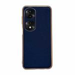 For Honor 70 Pro Genuine Leather Luolai Series Nano Plating Phone Case(Dark Blue)