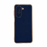 For Huawei nova 10 Genuine Leather Luolai Series Nano Plating Phone Case(Dark Blue)