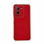 For vivo S15 5G Genuine Leather Luolai Series Nano Plating Phone Case(Red)