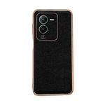 For vivo S15 Pro 5G Genuine Leather Luolai Series Nano Plating Phone Case(Black)