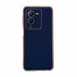 For vivo S15 Pro 5G Genuine Leather Luolai Series Nano Plating Phone Case(Dark Blue)